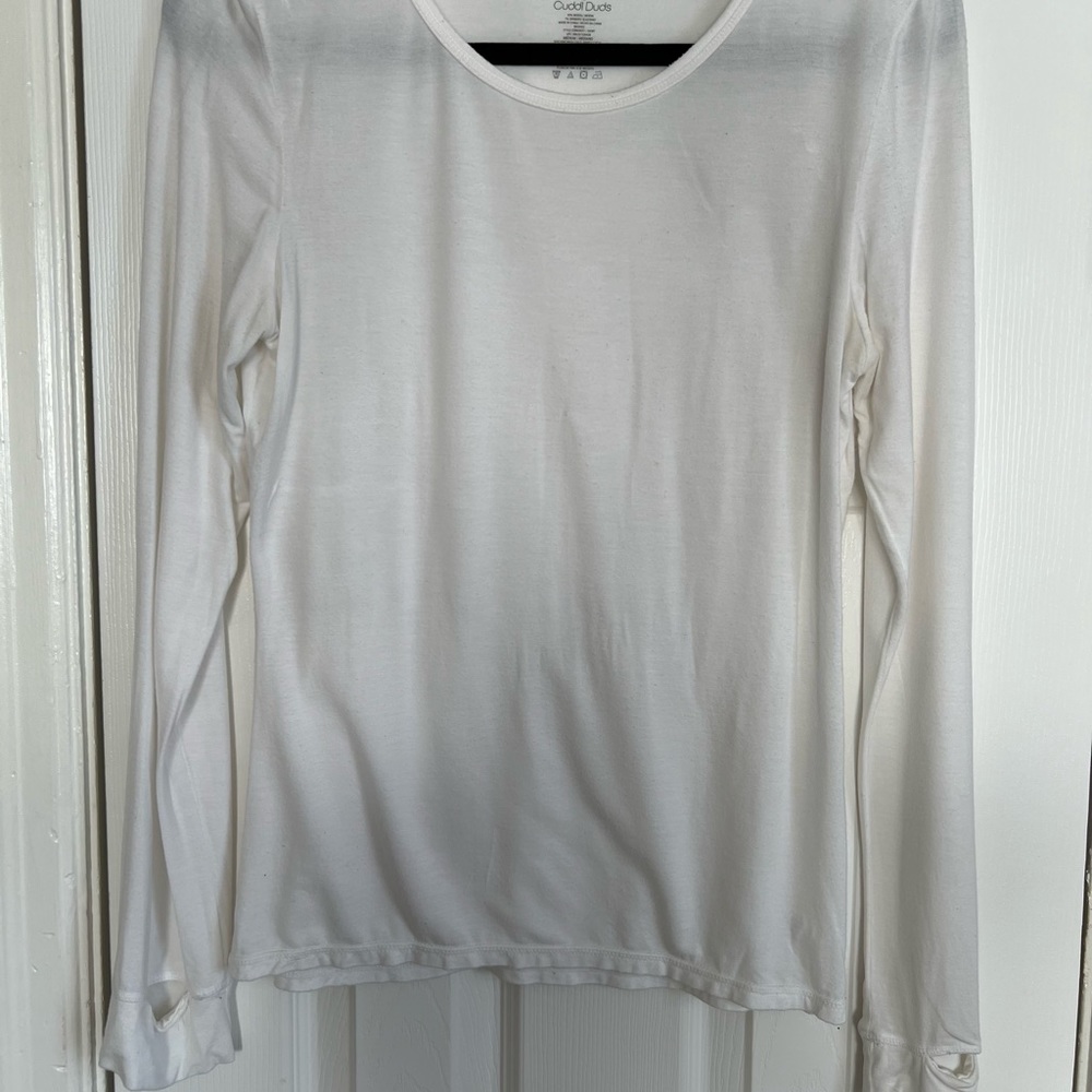 White Cuddl Duds Long Sleeve T-Shirt - Medium